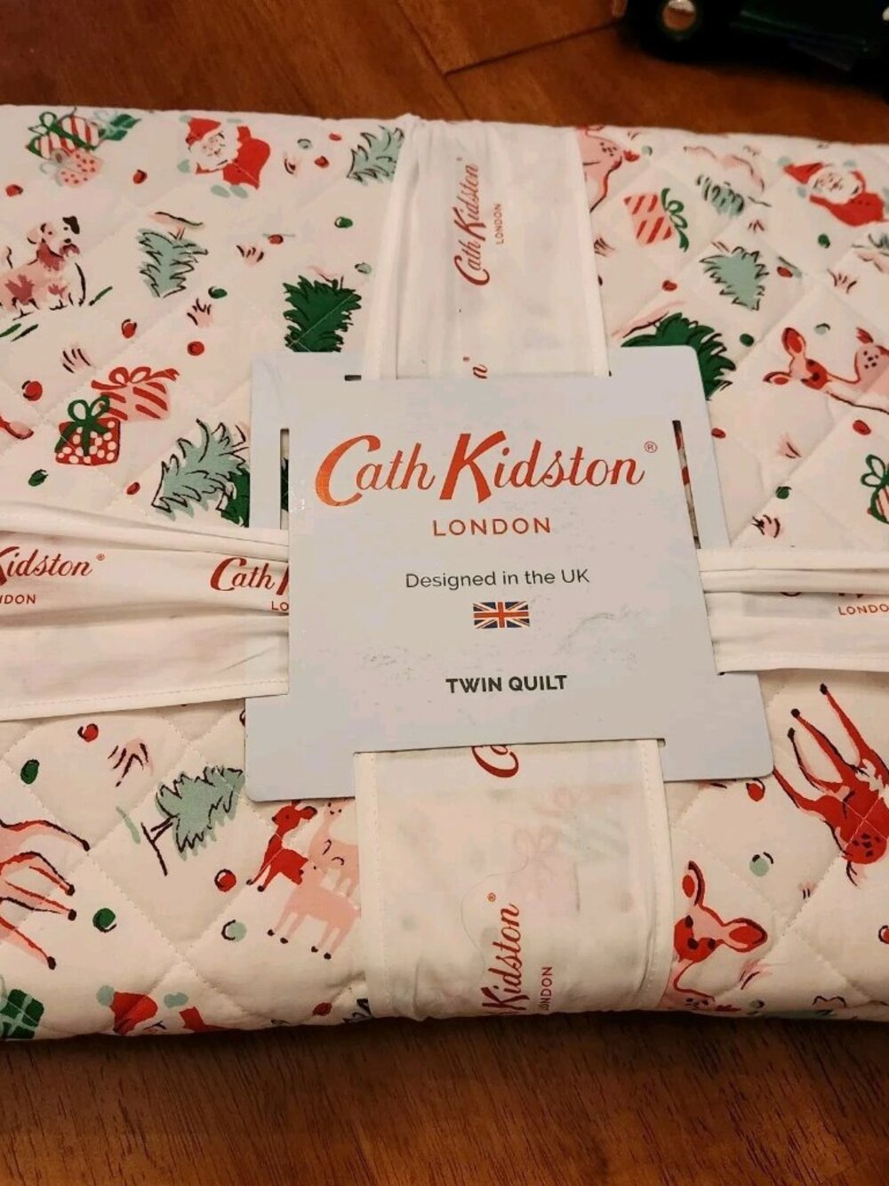 Cath Kidston London Ditsy Deer Pink Holiday Christmas Twin Quilt New